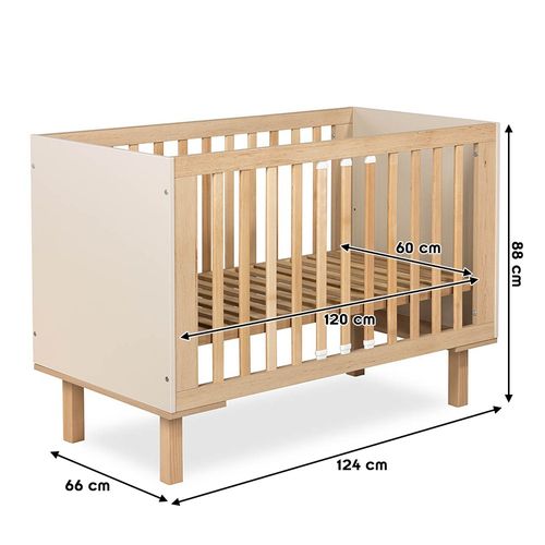Laura Lit Bébé évolutif à Barreaux Avec Barrière De Sécurité 120x60 Champagne Sans Plan à Langer
