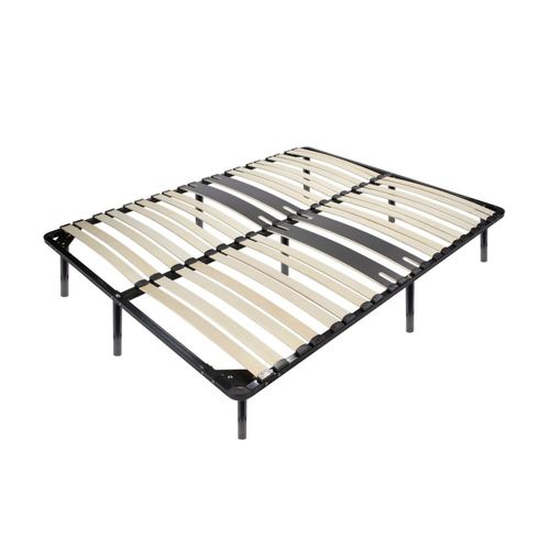 Cama Sommier Ergonomique à Lattes Avec Zone Lombaire Renforcée 200x200 + Pieds