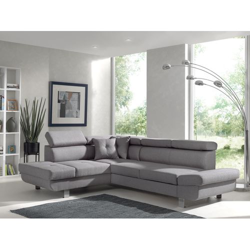 Canapé Angle Gauche Convertible 5 Places Lisbona En Tissu Gris Clair