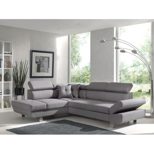 Canapé Angle Gauche Convertible 5 Places Lisbona En Tissu Gris Clair