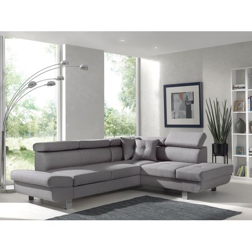Canapé Angle Droit Convertible 5 Places Lisbona En Tissu Gris Clair