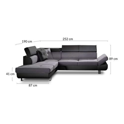 Canapé Angle Gauche Convertible 5 Places Lisbona En Tissu Bleu Canard