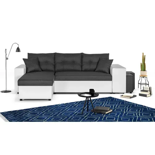 California - Canapé D'angle Réversible - Convertible Avec Coffre Et Étagère De Rangement - En Simili