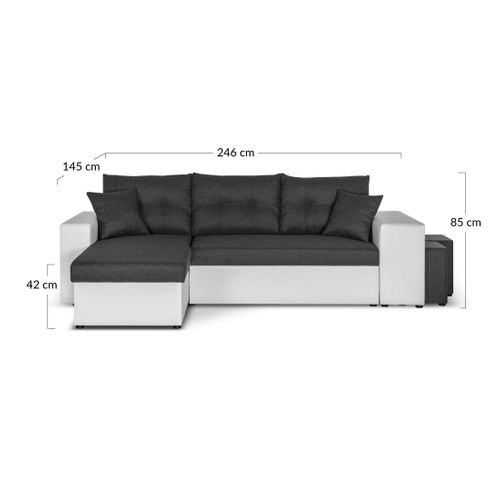 California - Canapé D'angle Réversible - Convertible Avec Coffre Et Étagère De Rangement - En Simili