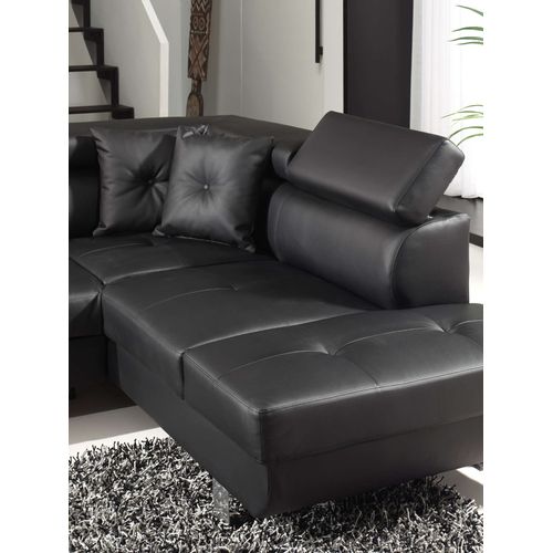 Canapé Angle Droit Convertible 5 Places Lisbona En Simili Noir
