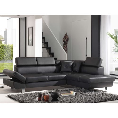 Canapé Angle Droit Convertible 5 Places Lisbona En Simili Noir