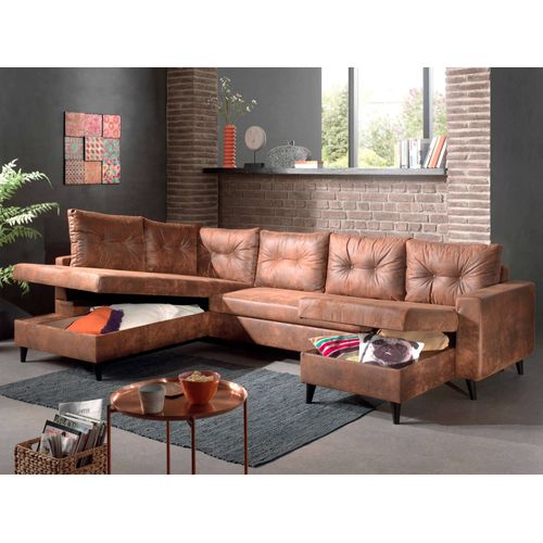 Nordic - Canapé Panoramique En U - 7 Places - Convertible - Angle Gauche Marron