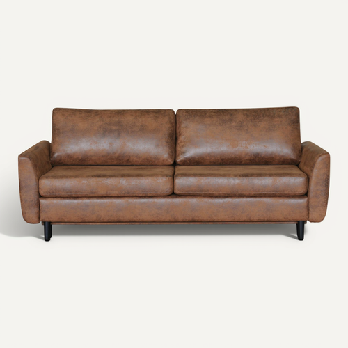 Canapé Droit Convertible 3 Places Dan En Microfibre Marron