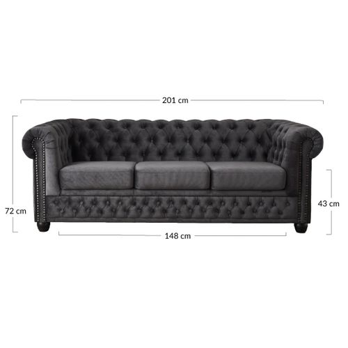 William - Canapé Chesterfield - 3 Places - En Velours