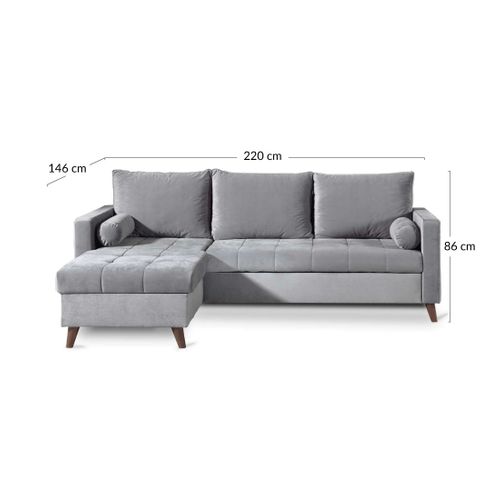 Polar - Canapé D'angle Réversible Convertible - En Velours Au Design Scandinave - 4 Places