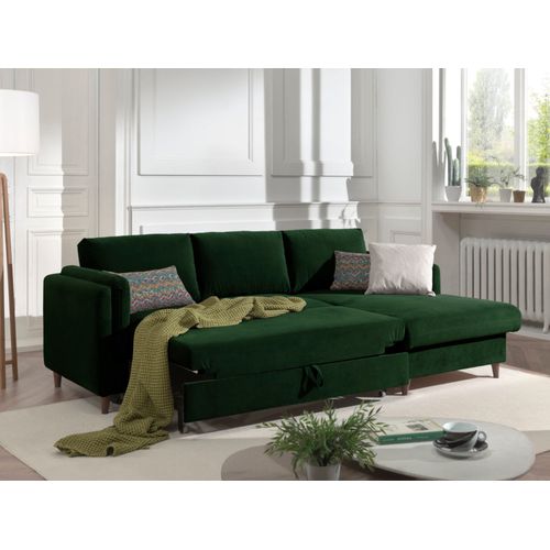 Canapé Angle Droit Convertible 4 Places Brooke En Velours Vert