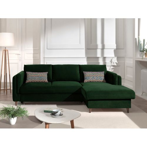 Canapé Angle Droit Convertible 4 Places Brooke En Velours Vert