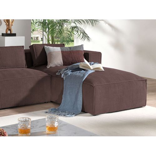 Stella - Canapé D'angle - En Velours Côtelé - 4 Places -style Contemporain - Droit Marron