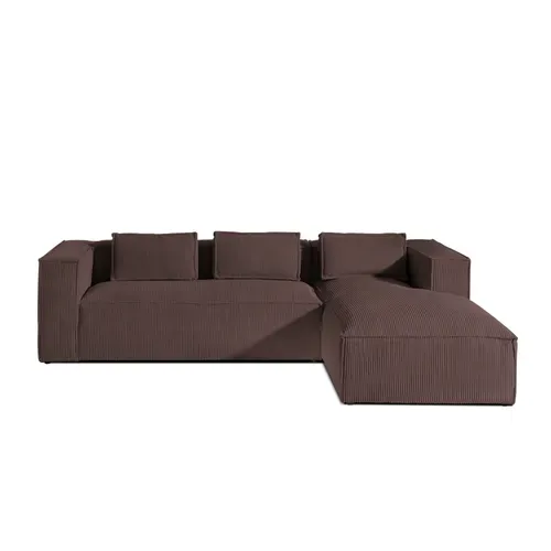 Stella - Canapé D'angle - En Velours Côtelé - 4 Places -style Contemporain - Droit Marron