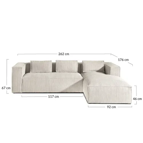 Stella - Canapé D'angle - En Velours Côtelé - 4 Places -style Contemporain - Droit Marron