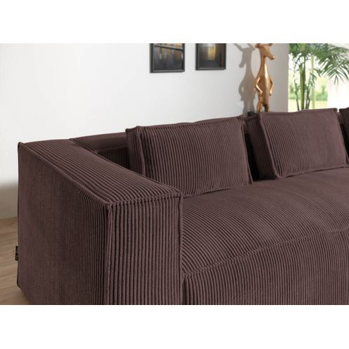 Stella - Canapé D'angle - En Velours Côtelé - 4 Places -style Contemporain - Droit Marron