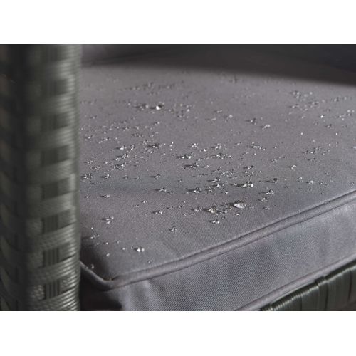 Fira - Salon De Jardin Encastrable 12 Places - En Résine Tressée - Noir Avec Coussins Gris + Housse