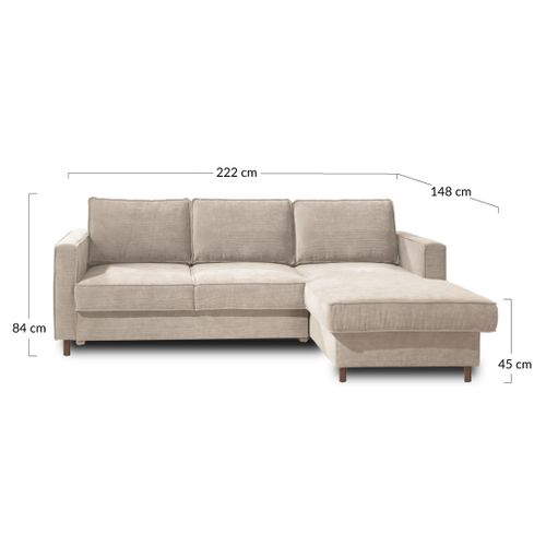 Canapé Angle Droit Convertible 4 Places Jake En Velours Côtelé Vert