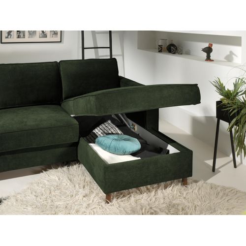 Canapé Angle Droit Convertible 4 Places Jake En Velours Côtelé Vert