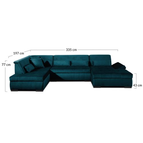 Canapé Panoramique D'angle Gauche - 7 Places - XXL - En Velours Beige