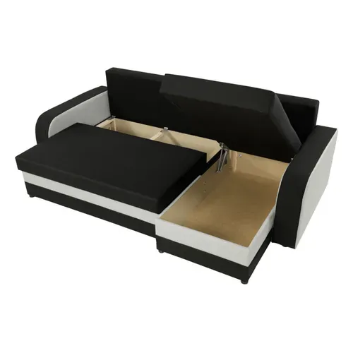 Canapé Angle Réversible Convertible 4 Places Zelie En Tissu Blanc / Noir