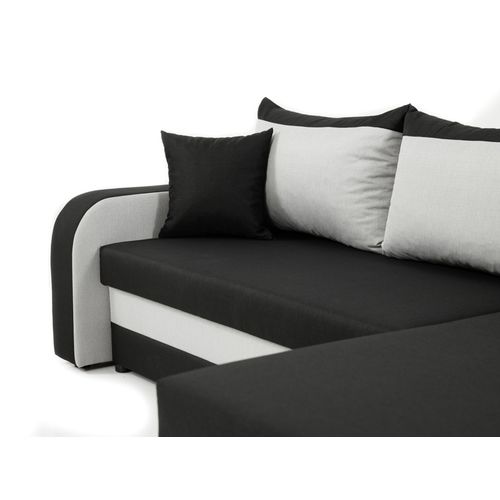 Canapé Angle Réversible Convertible 4 Places Zelie En Tissu Blanc / Noir
