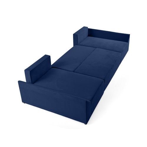 Canapé Panoramique 7 Places Mike En Velours Bleu Marine