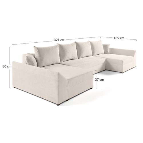 Canapé Panoramique 7 Places Mike En Velours Bleu Marine