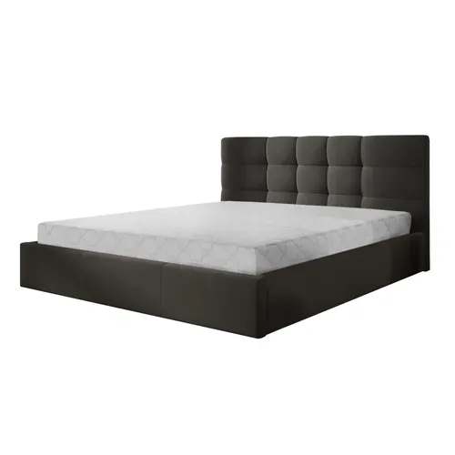 Mael - Lit Coffre - 180x200 - En Tissu - Sommier Inclus Gris Anthracite