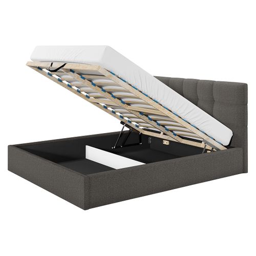 Mael - Lit Coffre - 180x200 - En Tissu - Sommier Inclus Gris Anthracite