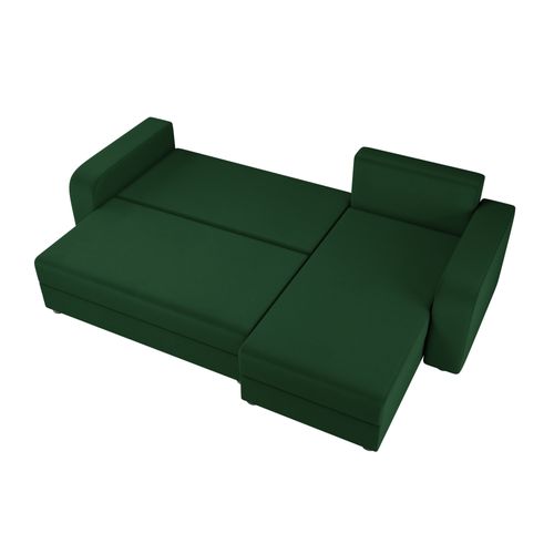 Canapé Angle Réversible Convertible 4 Places Harvey En Velours Vert