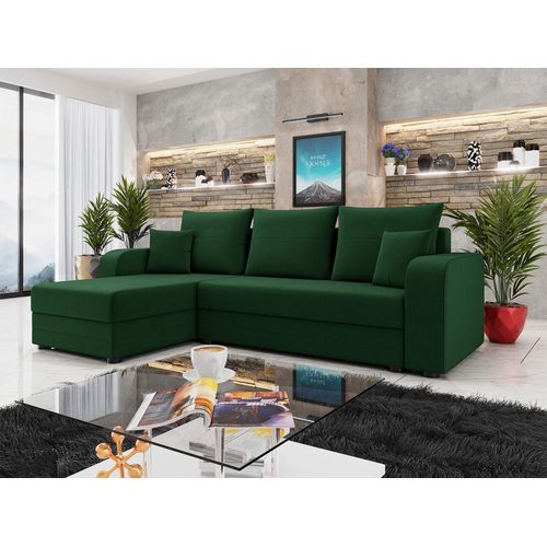 Canapé Angle Réversible Convertible 4 Places Harvey En Velours Vert