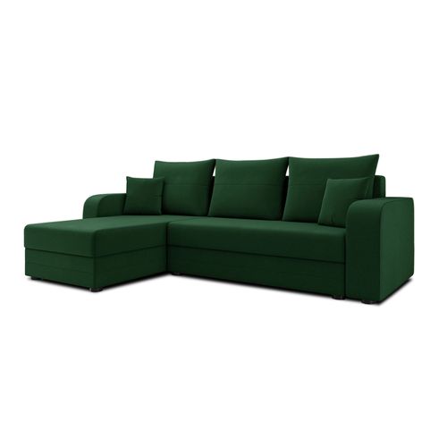 Canapé Angle Réversible Convertible 4 Places Harvey En Velours Vert