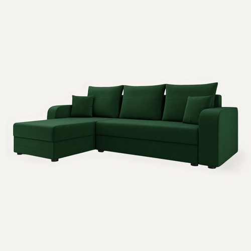 Canapé Angle Réversible Convertible 4 Places Harvey En Velours Vert