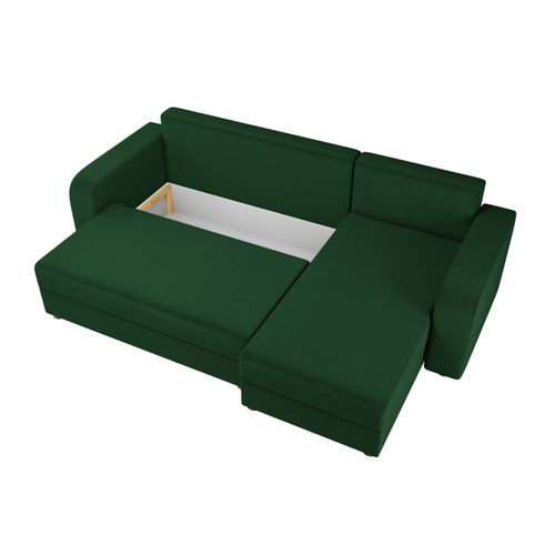 Canapé Angle Réversible Convertible 4 Places Harvey En Velours Vert