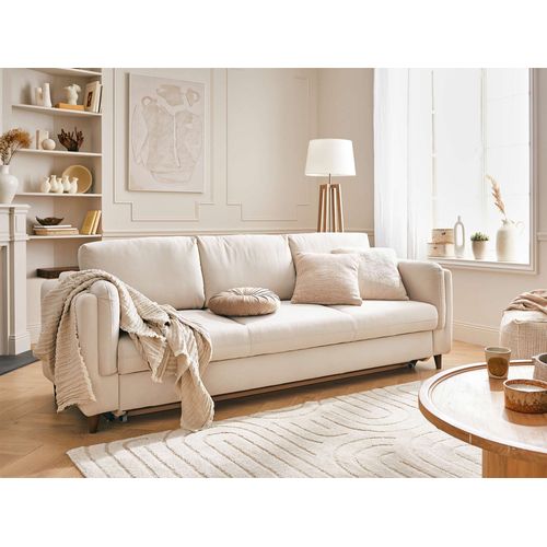 Canapé  Convertible 3 Places Brooke En Velours Beige