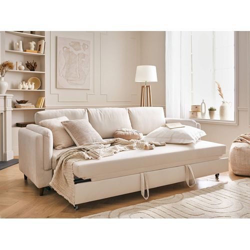 Canapé  Convertible 3 Places Brooke En Velours Beige