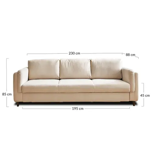 Canapé  Convertible 3 Places Brooke En Velours Beige