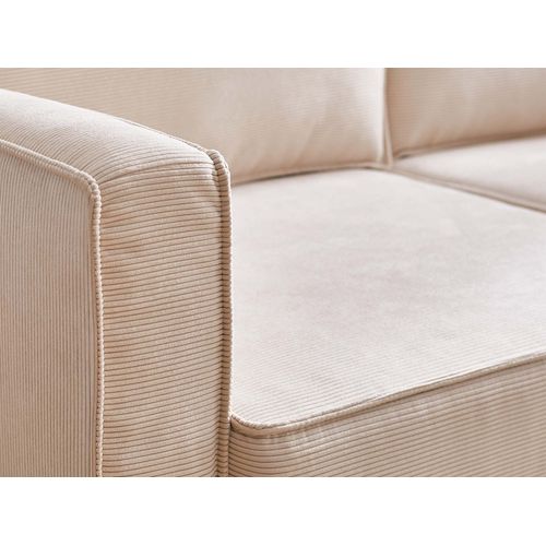 Canapé Droit Convertible 3 Places Jake En Velours Côtelé Beige