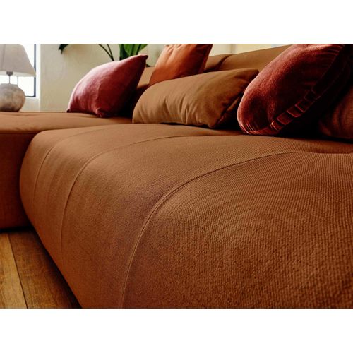 Onyx - Canapé Panoramique D'angle Droit 7 Places - En Tissu Rouille