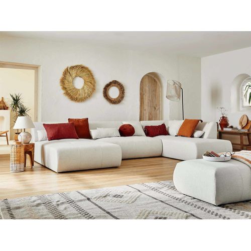 Canapé Panoramique 7 Places Onyx En Tissu Beige
