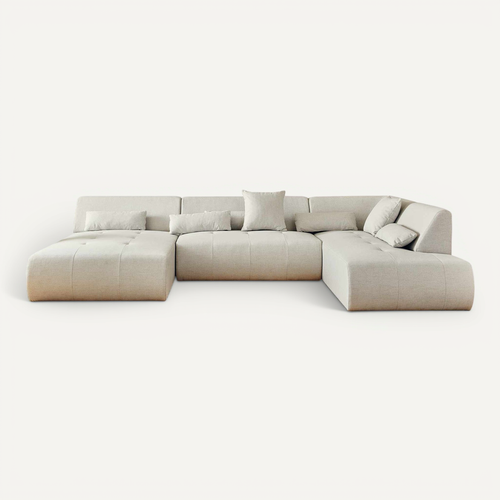 Canapé Panoramique 7 Places Onyx En Tissu Beige