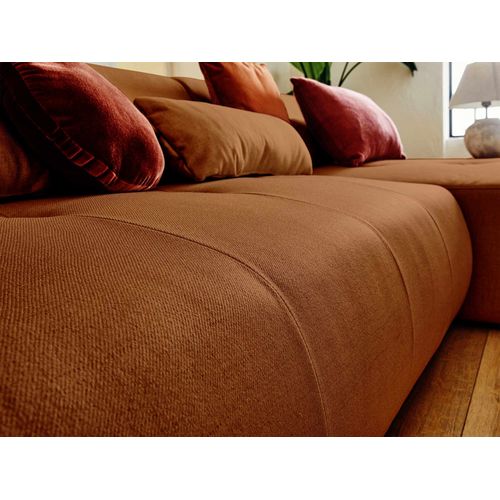 Onyx - Canapé Panoramique D'angle Gauche 7 Places - En Tissu Rouille