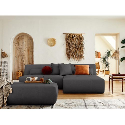 Onyx - Canapé Modulable D'angle  4 Places - En Tissu Gris Foncé