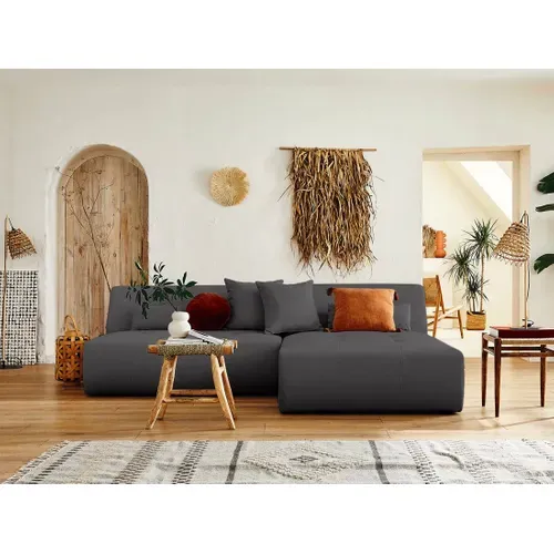 Onyx - Canapé Modulable D'angle  4 Places - En Tissu Gris Foncé