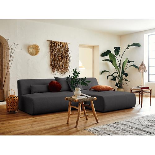 Onyx - Canapé Modulable D'angle  4 Places - En Tissu Gris Foncé