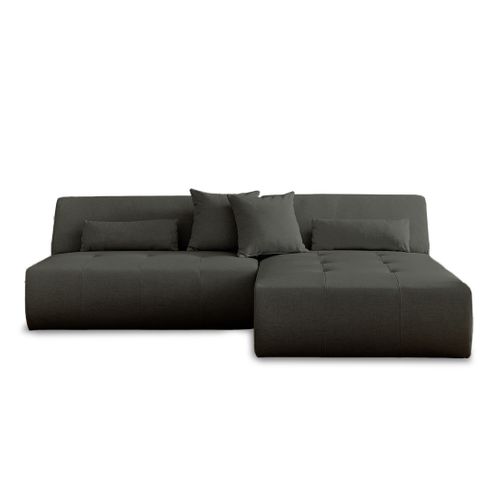 Onyx - Canapé Modulable D'angle  4 Places - En Tissu Gris Foncé