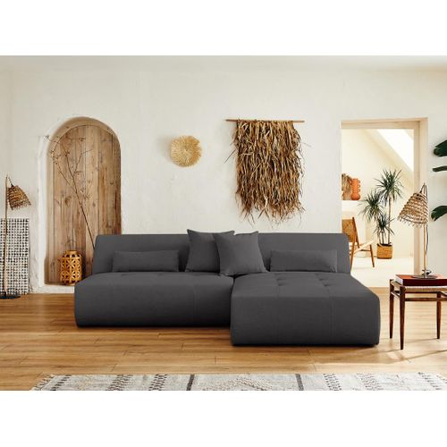 Onyx - Canapé Modulable D'angle  4 Places - En Tissu Gris Foncé