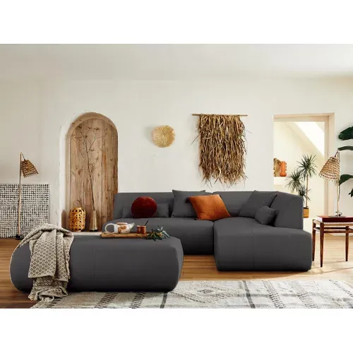 Onyx - Canapé Modulable D'angle Droit 5 Places - En Tissu Gris Foncé