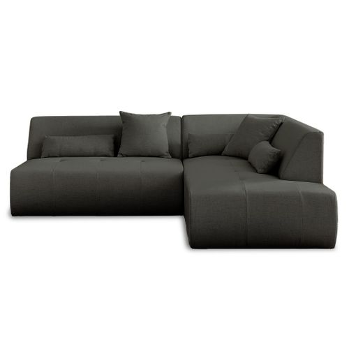 Onyx - Canapé Modulable D'angle Droit 5 Places - En Tissu Gris Foncé